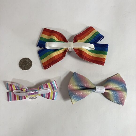 Rainbow Hair Clip Barrette Lot Ribbon Bow Knot Trendy New Coquette Stripes Pride - Picture 8 of 8